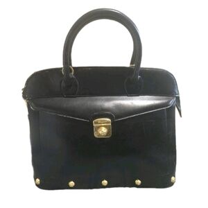 Salvatore Ferragamo Black Leather "Mob Wives" Handbag With Studs